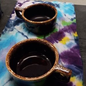 Old  Brown Drip Glaze Mugs 2 McCoy??